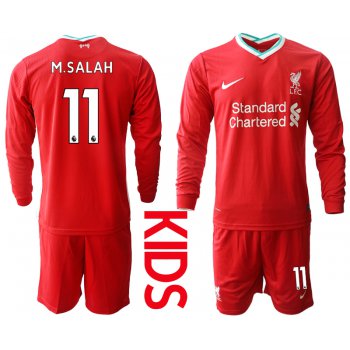 2021 Liverpool home long sleeves Youth 11 soccer jerseys