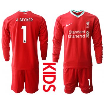 2021 Liverpool home long sleeves Youth 1 soccer jerseys