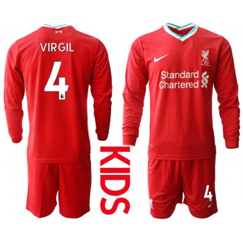 2021 Liverpool home long sleeves Youth 4 soccer jerseys
