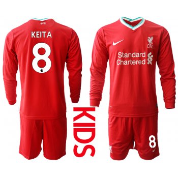 2021 Liverpool home long sleeves Youth 8 soccer jerseys