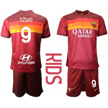 Youth 2020-2021 club AS Roma home 9 red Soccer Jerseys