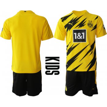 Youth 2020-2021 club Borussia Dortmund home yellow blank Soccer Jerseys