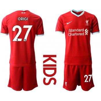 Youth 2020-2021 club Liverpool home 27 red Soccer Jerseys
