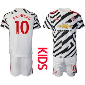 Youth 2020-2021 club Manchester united away 10 white Soccer Jerseys