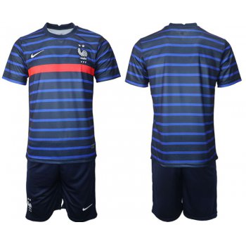 Men 2020-2021 European Cup France home blank blue Soccer Jersey