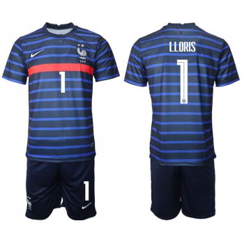 Men 2020-2021 European Cup France home blue 1 Soccer Jersey