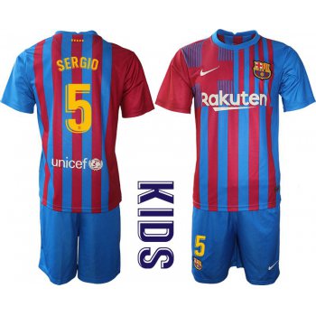 Youth 2021-2022 Club Barcelona home blue 5 Nike Soccer Jersey
