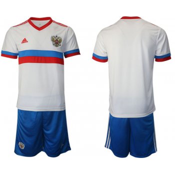 Men 2020-2021 European Cup Russia away white blank Adidas Soccer Jersey