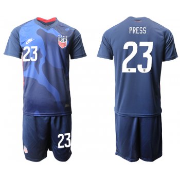 Men 2020-2021 Season National team United States away blue 23 Soccer Jersey