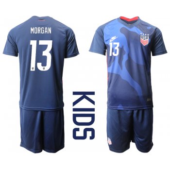 Youth 2020-2021 Season National team United States away blue 13 Soccer Jersey