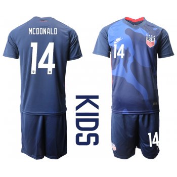 Youth 2020-2021 Season National team United States away blue 14 Soccer Jersey