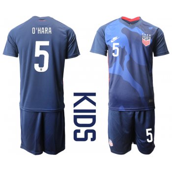 Youth 2020-2021 Season National team United States away blue 5 Soccer Jersey