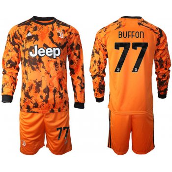 Men 2020-2021 club Juventus away long sleeves 77 orange Soccer Jerseys