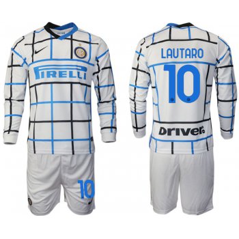 Men 2020-2021 club Inter milan away long sleeve 10 white Soccer Jerseys
