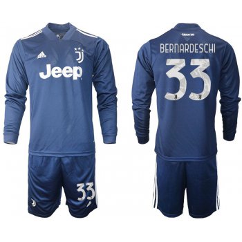 Men 2020-2021 club Juventus away long sleeves 33 blue Soccer Jerseys