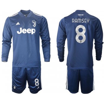 Men 2020-2021 club Juventus away long sleeves 8 blue Soccer Jerseys