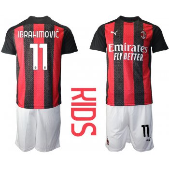 Youth 2020-2021 club AC milan home 11 red Soccer Jerseys