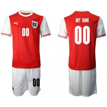 Men 2020-2021 European Cup Austria home red customized Soccer Jersey