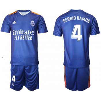 Men 2021-2022 Club Real Madrid away blue 4 Adidas Soccer Jersey