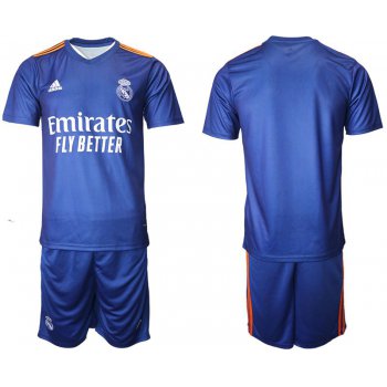 Men 2021-2022 Club Real Madrid away blue blank Adidas Soccer Jersey