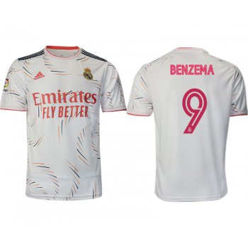 Men 2021-2022 Club Real Madrid home aaa version white 9 Adidas Soccer Jersey