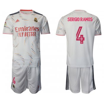 Men 2021-2022 Club Real Madrid home white 4 Adidas Soccer Jersey