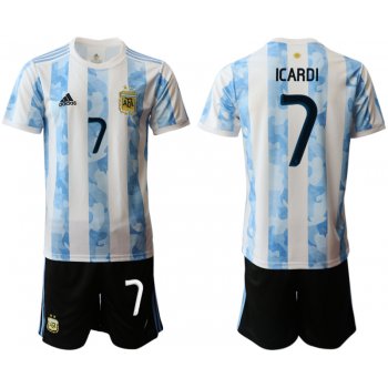 Men 2020-2021 Season National team Argentina home white 7 Soccer Jersey