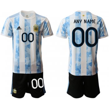 Men 2020-2021 Season National team Argentina home white customized Soccer Jersey
