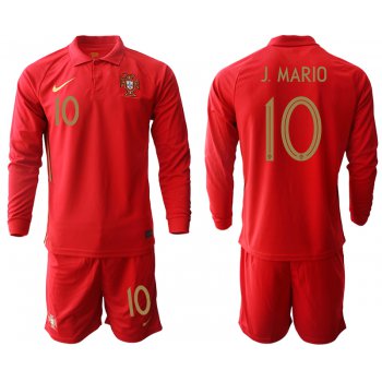 Men 2021 European Cup Portugal home red Long sleeve 10 Soccer Jersey