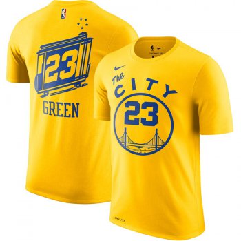 Golden State Warriors #23 Draymond Green Nike Hardwood Classic Name & Number T-Shirt Gold