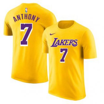 Men's Yellow Los Angeles Lakers #7 Carmelo Anthony Basketball T-Shirt