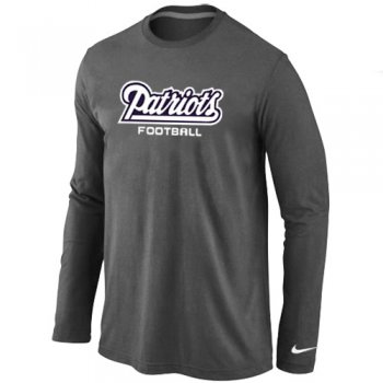 Nike New England Patriots Authentic font Long Sleeve T-Shirt D.Grey