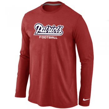 Nike New England Patriots Authentic font Long Sleeve T-Shirt Red