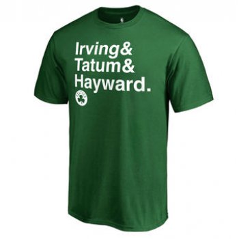 Men's Boston Celtics Kyrie Irving, Jayson Tatum & Gordon Hayward Fanatics Branded Green Trio T-Shirt