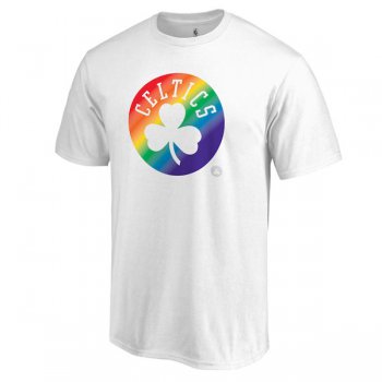 Men's Boston Celtics White Fanatics Branded Team Pride V-Neck T-Shirt