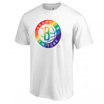 Men's Brooklyn Nets White Fanatics Branded Team Pride V-Neck T-Shirt