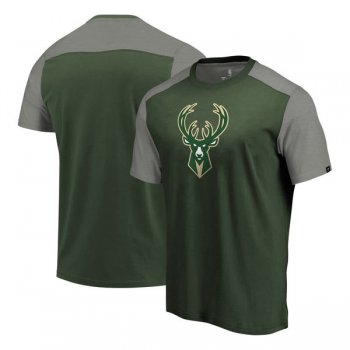 Milwaukee Bucks Big & Tall Iconic T-Shirt - Hunter GreenHeathered Gray