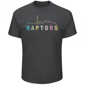 Toronto Raptors Majestic Heather Charcoal Tek Patch Color Reflective Skyline T-Shirt