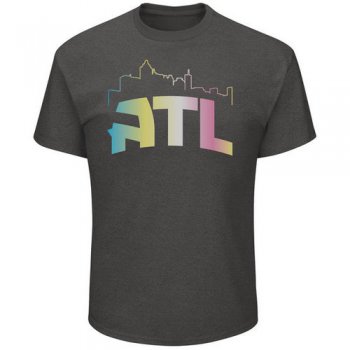 Atlanta Hawks Majestic Heather Charcoal Tek Patch Color Reflective Skyline T-Shirt