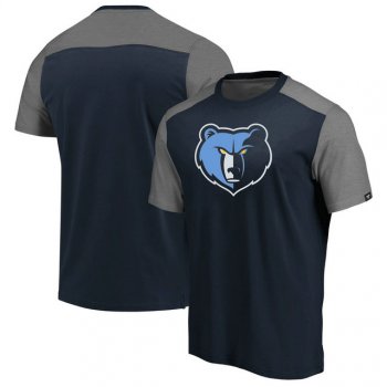 Memphis Grizzlies Iconic Blocked T-Shirt - NavyHeathered Gray