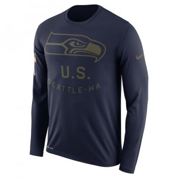 Seattle Seahawks Nike Salute To Service Sideline Legend Performance Long Sleeve T-Shirt Navy