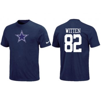 Nike Dallas Cowboys 82 WITTEN Name & Number T-Shirt Blue