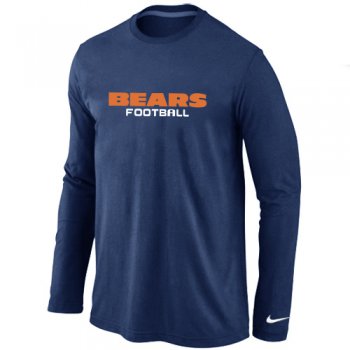 Nike Chicago Bears Authentic font Long Sleeve T-Shirt D.Blue