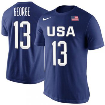 Team USA 13 Paul George Basketball Nike Rio Replica Name & Number T-Shirt Royal