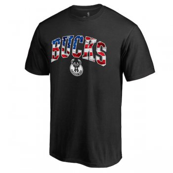 Men's Milwaukee Bucks Black Banner Wave T-Shirt