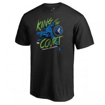 Men's Minnesota Timberwolves Fanatics Branded Black Marvel Black Panther King of the Court T-Shirt