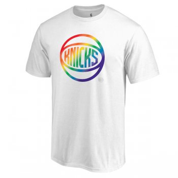 Men's New York Knicks White Fanatics Branded Team Pride V-Neck T-Shirt