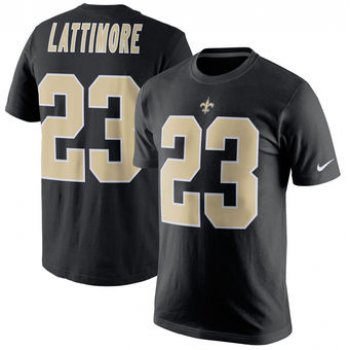 Men's New Orleans Saints 23 Marshon Lattimore Black Nike Player Pride Name & Number T-Shirt