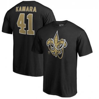 Men's New Orleans Saints 41 Alvin Kamara NFL Pro Line by Fanatics Branded Black Mardi Gras Name & Number T-Shirt