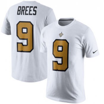 Men's New Orleans Saints 9 Drew Brees Nike White Color Rush Player Pride Name & Number T-Shirt
